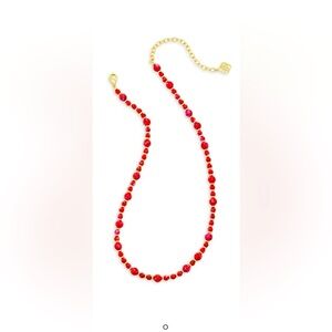 Kendra Scott gold beaded strand necklace-bronze veined red and fuschia magnesite